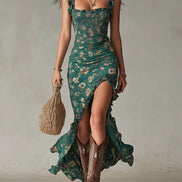 Un vestido largo de estilo bohemio y romántico