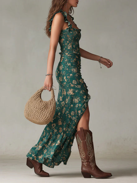 Un vestido largo de estilo bohemio y romántico