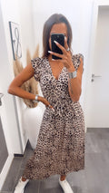 MAXI Leo Kleid / beige - braun - schwarz Art. 7087