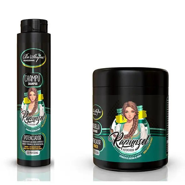 Rapunzel Kit Shampoo 500g + Mask 500g, Be'Shyne® - Nourishing hair care set that stimulates healthy hair growth, strengthens hair follicles, reduces hair loss, and is suitable for all hair types, paraben-free and EWG Verifie