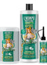 Dona Flora Rapunzel Hair Care Pack 3 Products - 1000ml Shampoo, 1000ml Mask, 70ml Tonic for Hair Growth, formulated with biotin and argan oil to strengthen and revitalize thinning hair effectively.
