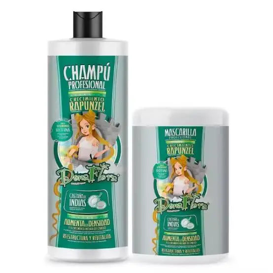 Pack of shampoo and mask rapunzel growth dona flora shampoo 1000ml+mask 1000ml all hair types with vitamins