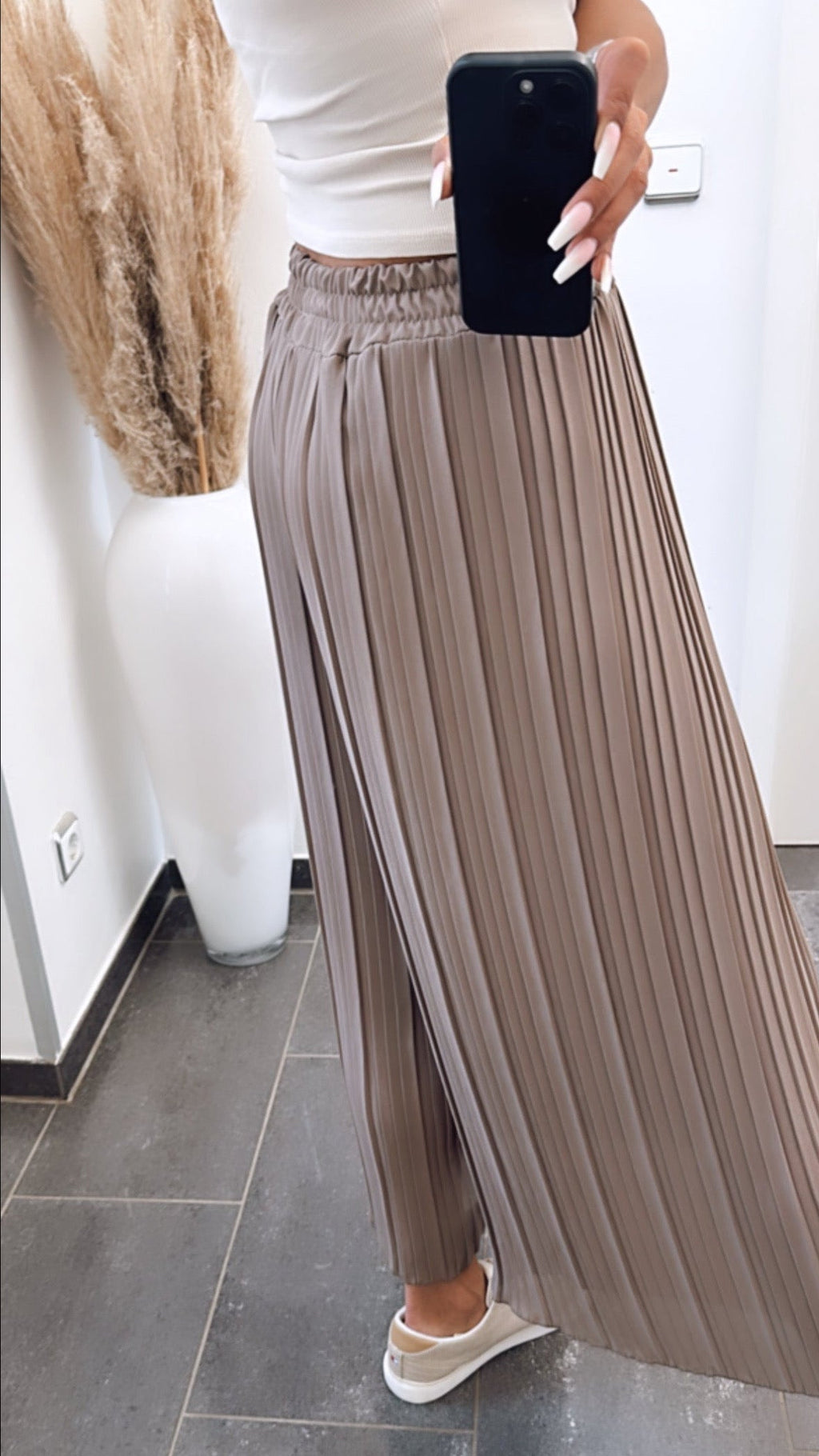 Plissee Hose / taupe-schlamm Art. 6733