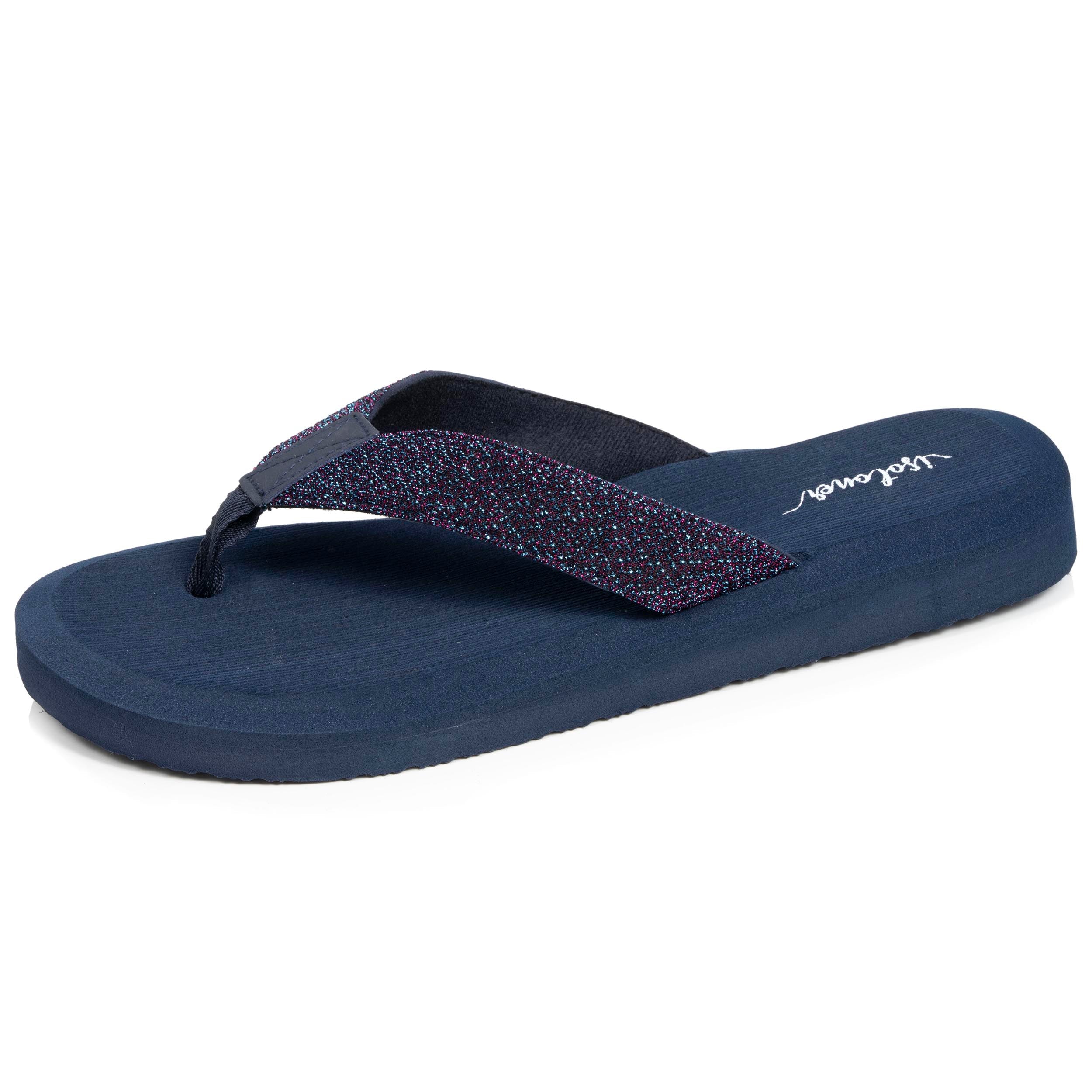 Tongs Femme yoga confort Marine pailletée