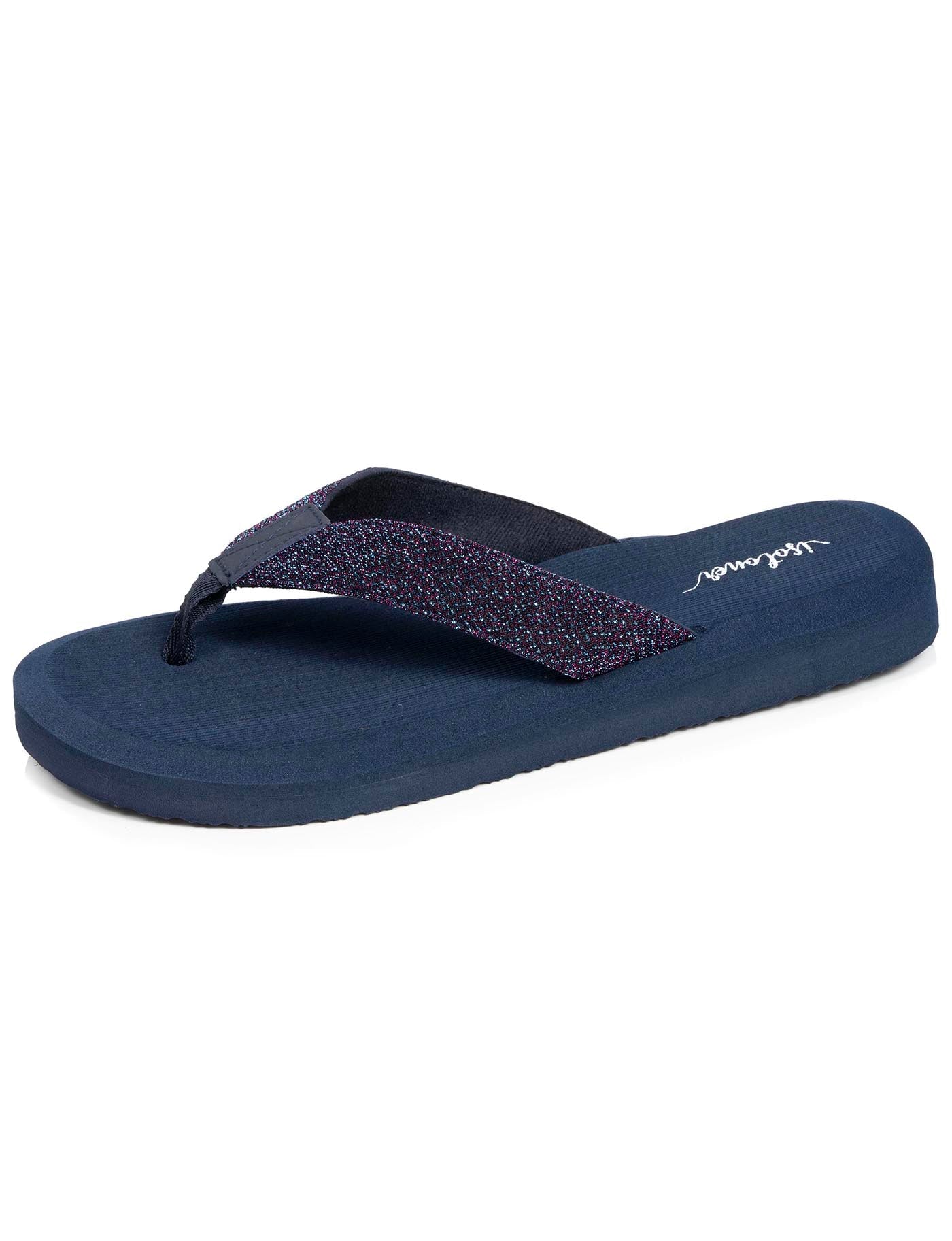 Tongs Femme yoga confort Marine pailletée