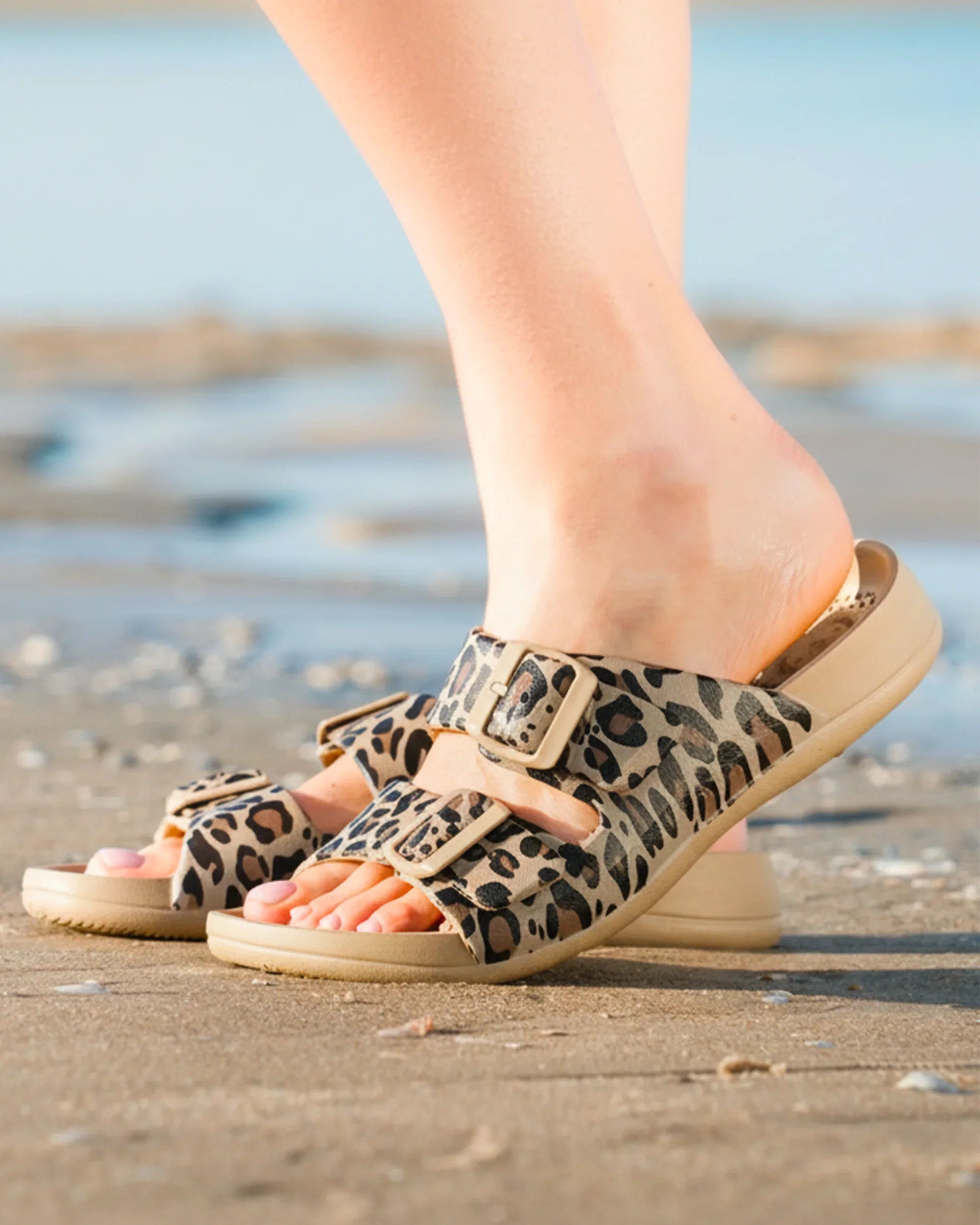 Mules claquettes Femme ajustable Léopard