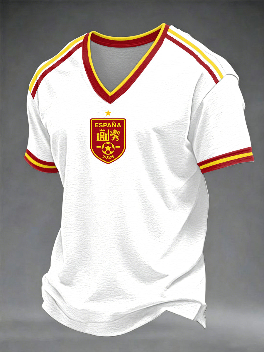 Men's Spanish Football V-neck T-shirt
