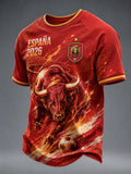 Men's Spanish Football Printed Casual short sleeves t-shirt