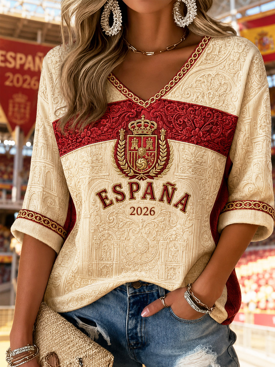 Women's Gift For Football Fans Print Casual Half-Sleeve Waffle T-shirt