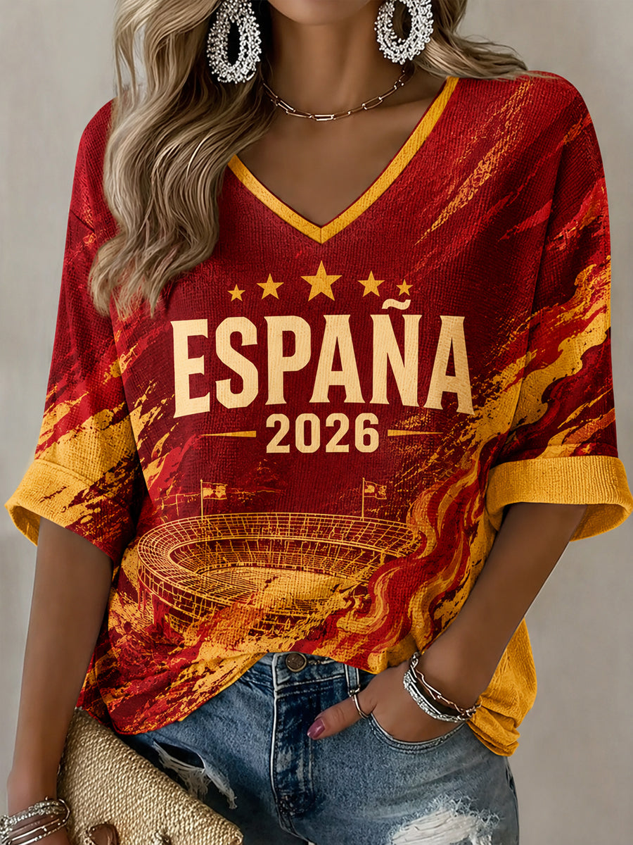 Women's Spanish Football Print Casual T-shirt