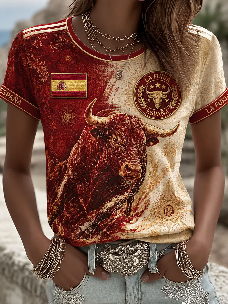 Women's Spain Football Short-sleeved T-shirt