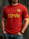 Men's 2026 Spain Football Team Inspired Print Short Sleeves T-shirt